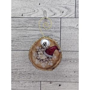 Santa Hat Wood Ornament/Tag 2" RANDOM SELECTION (Set of 4)